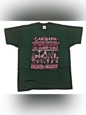 90s Vintage Caribana T-shirt Toronto Canada Size XL Single Stitch Green Y2K